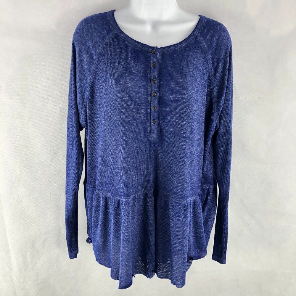 Abound CobaltâBlueâRuffled Shirt TopâM